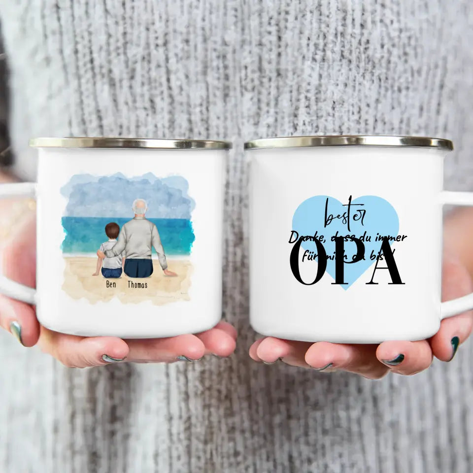 Personalisierte Tasse für Opa (1 Kind + 1 Opa)