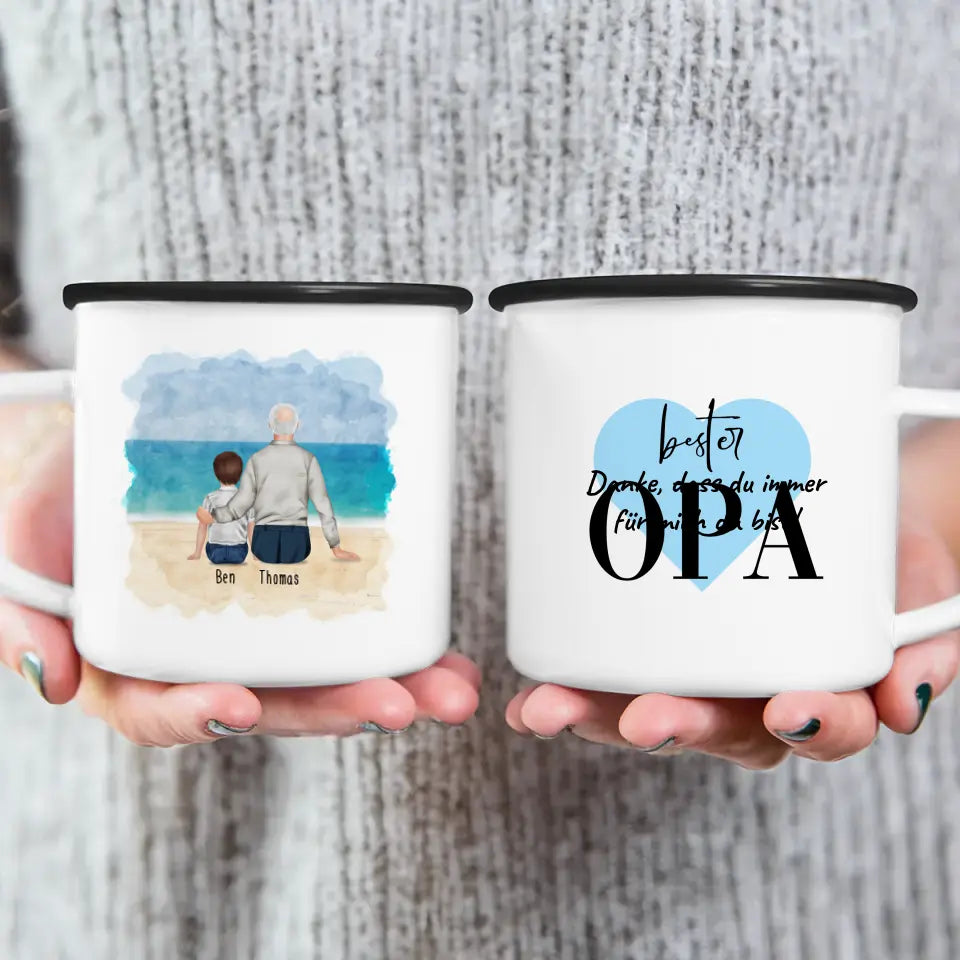 Personalisierte Tasse für Opa (1 Kind + 1 Opa)