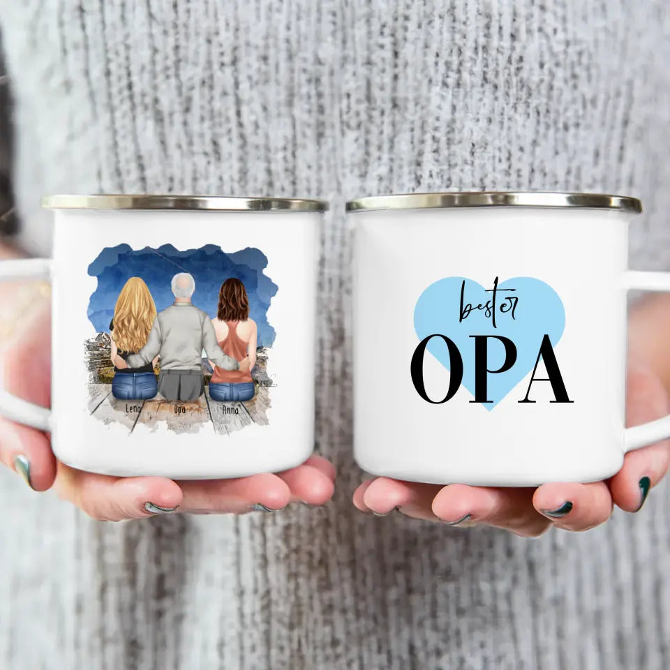 Personalisierte Tasse für Opa (2 Frauen + 1 Opa)