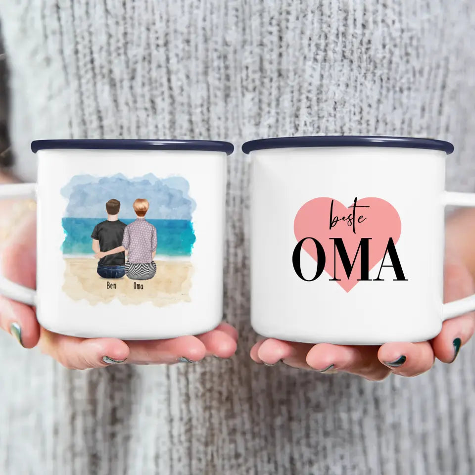 Personalisierte Tasse für Oma (1 Mann + 1 Oma)