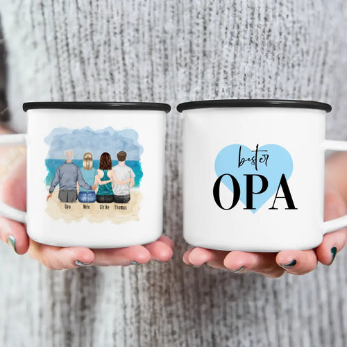 Personalisierte Tasse für Opa (2 Frauen + 1 Mann + 1 Opa)