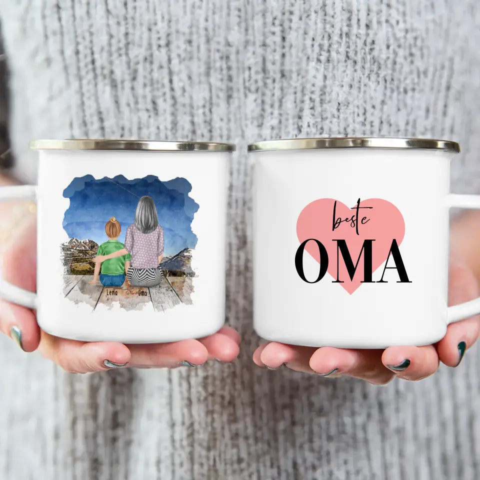 Personalisierte Tasse für Oma (1 Kind + 1 Oma)