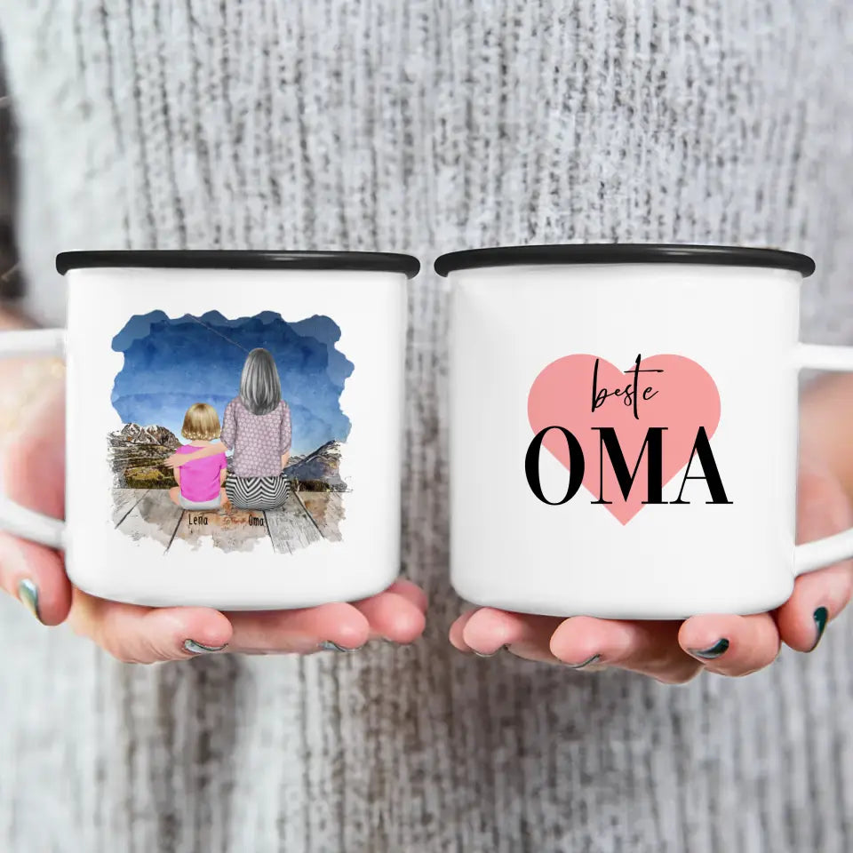 Personalisierte Tasse für Oma (1 Baby + 1 Oma)