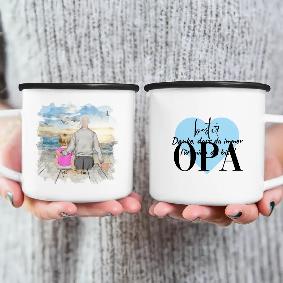 Personalisierte Tasse für Opa (1 Baby + 1 Opa)