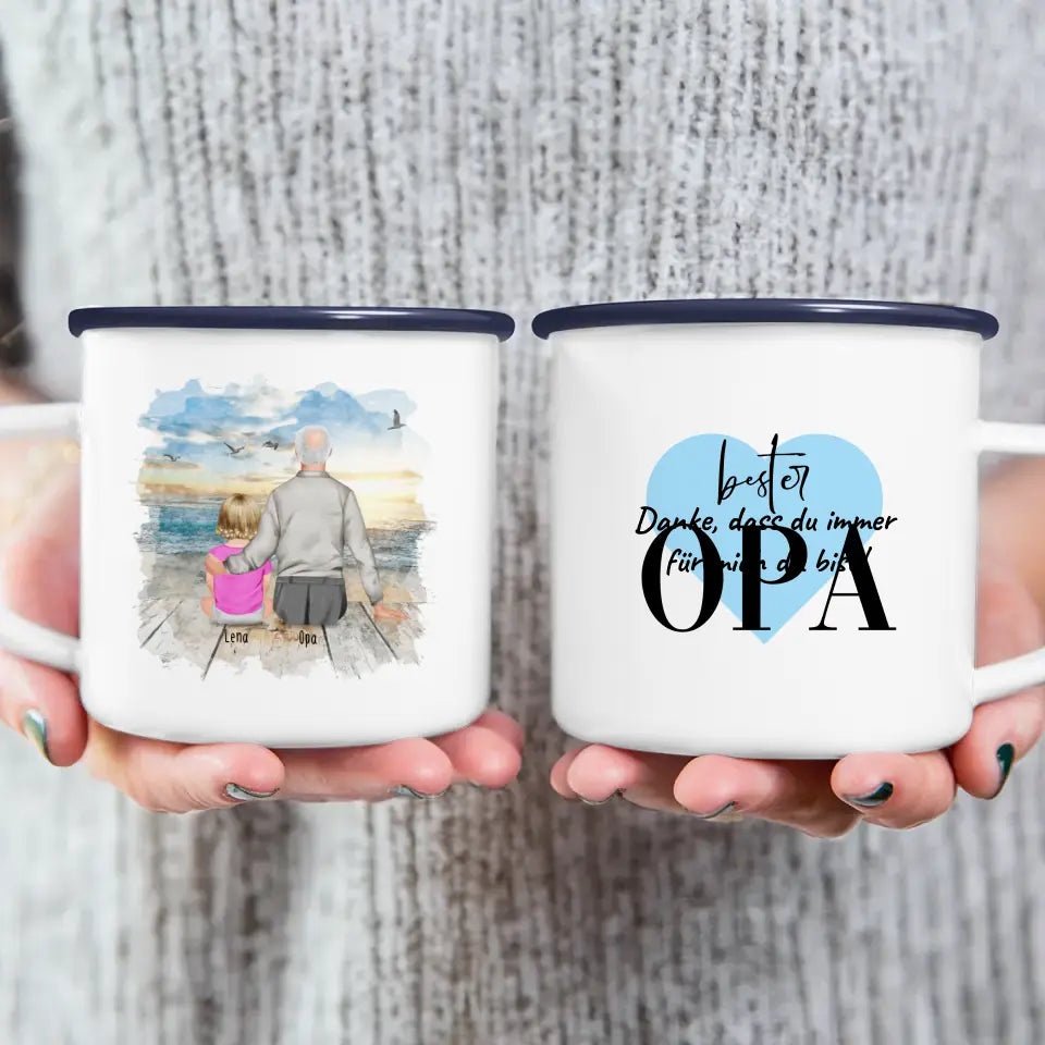 Personalisierte Tasse für Opa (1 Baby + 1 Opa)