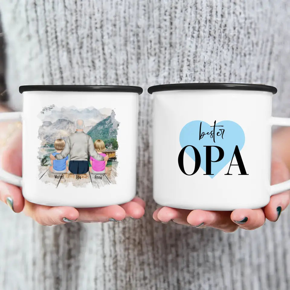 Personalisierte Tasse für Opa (2 Babys + 1 Opa)