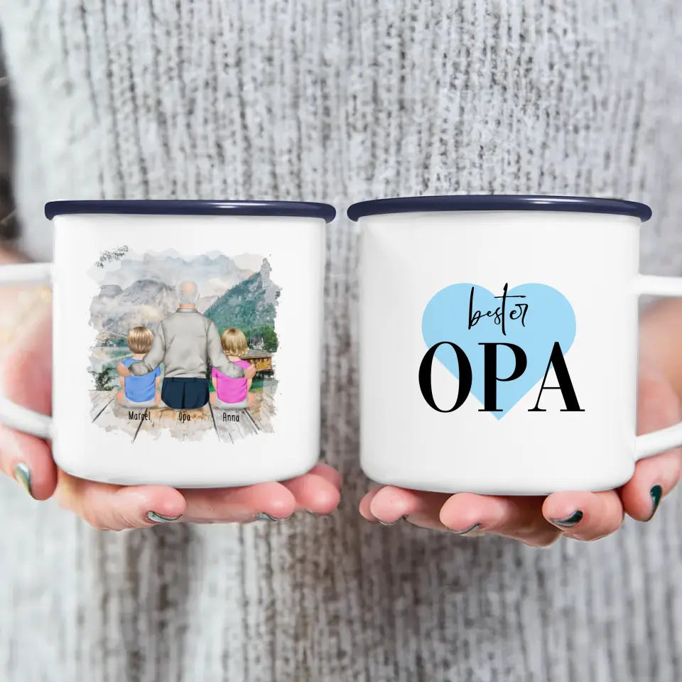 Personalisierte Tasse für Opa (2 Babys + 1 Opa)