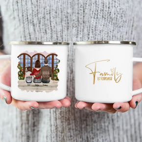 Personalisierte Tasse mit Familie (1 Kind/Baby) - Weihnachtstasse