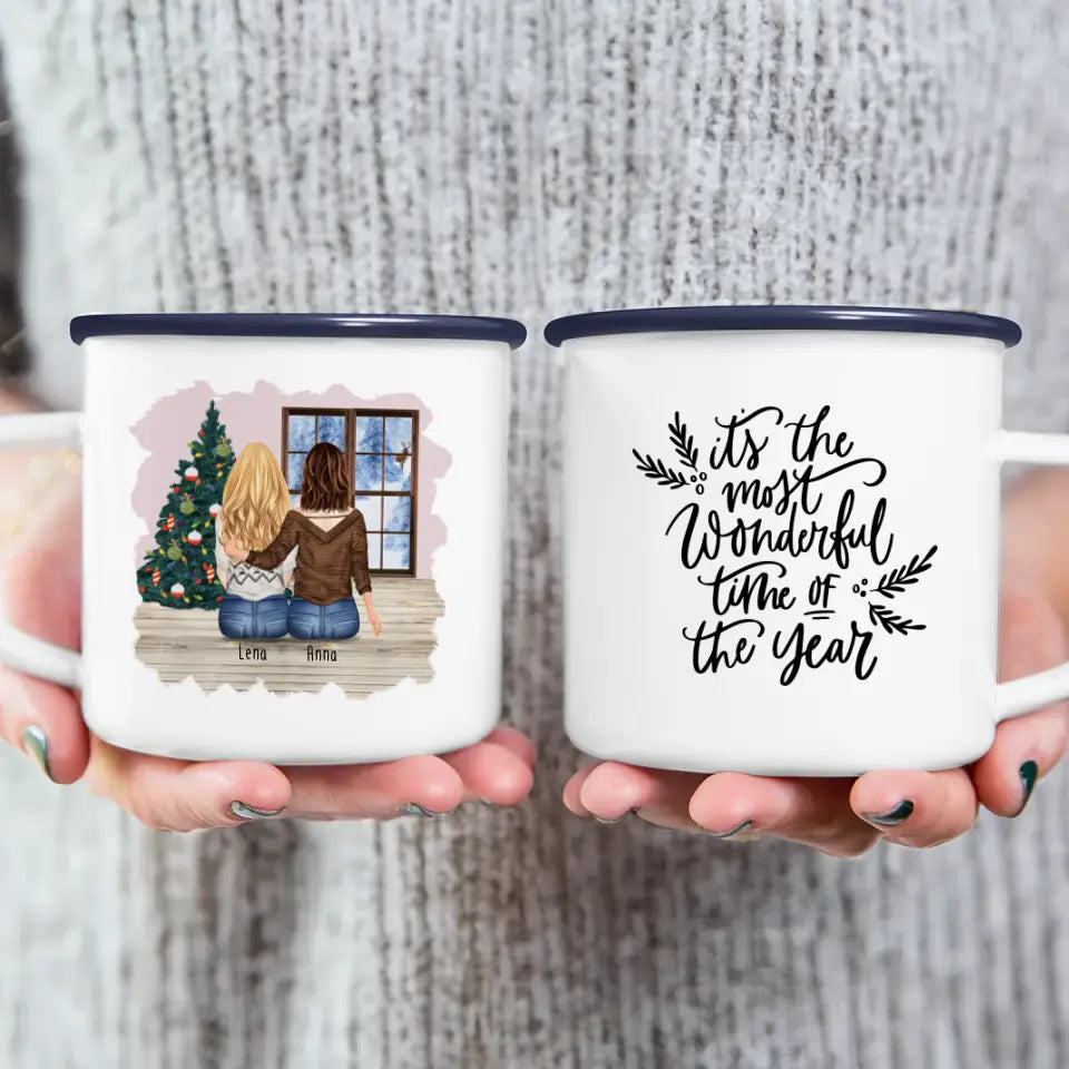 Personalisierte Tasse für Schwestern (2 Schwestern) - Weihnachtstasse