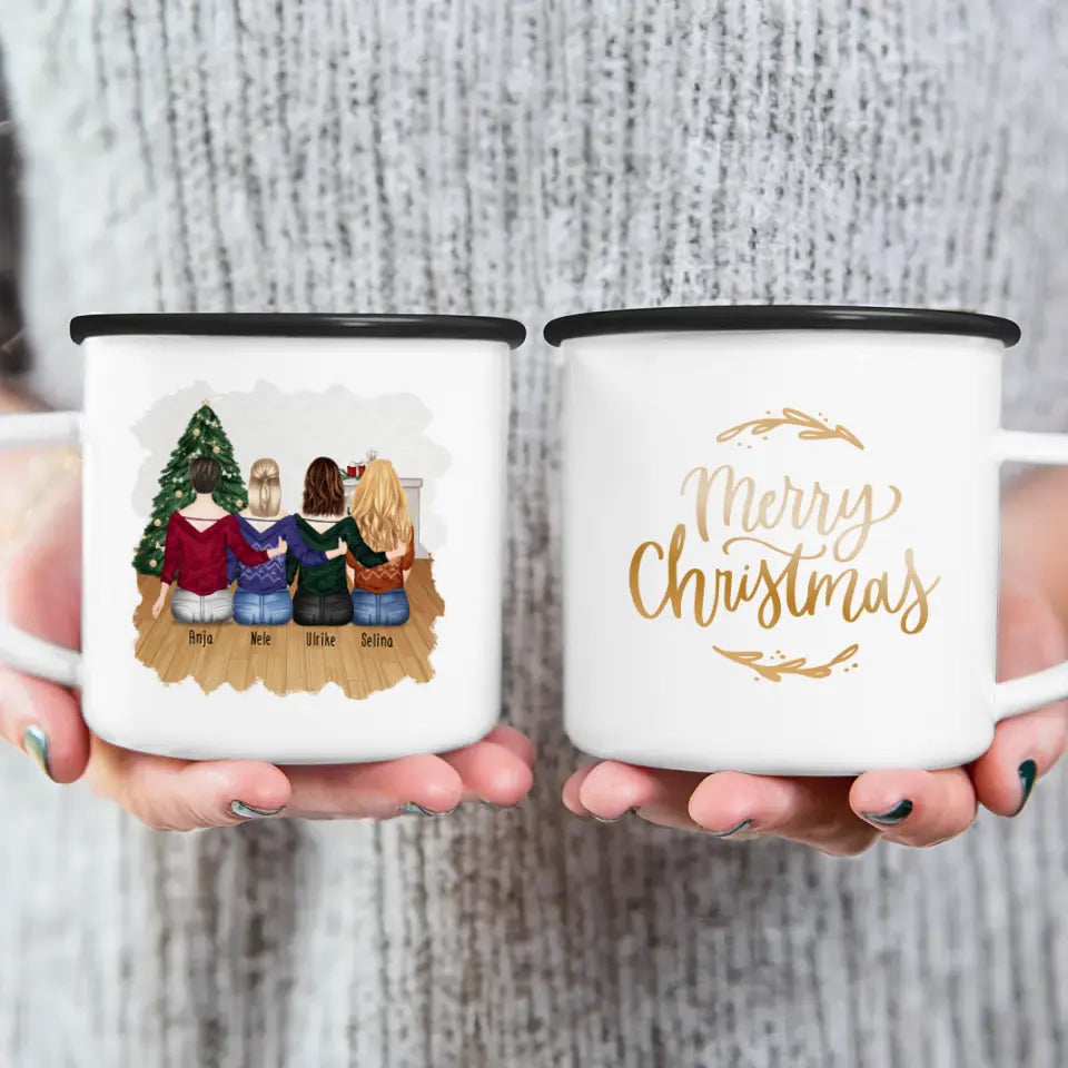 Personalisierte Tasse für Beste Freundinnen (4 Freundinnen) - Weihnachtstasse