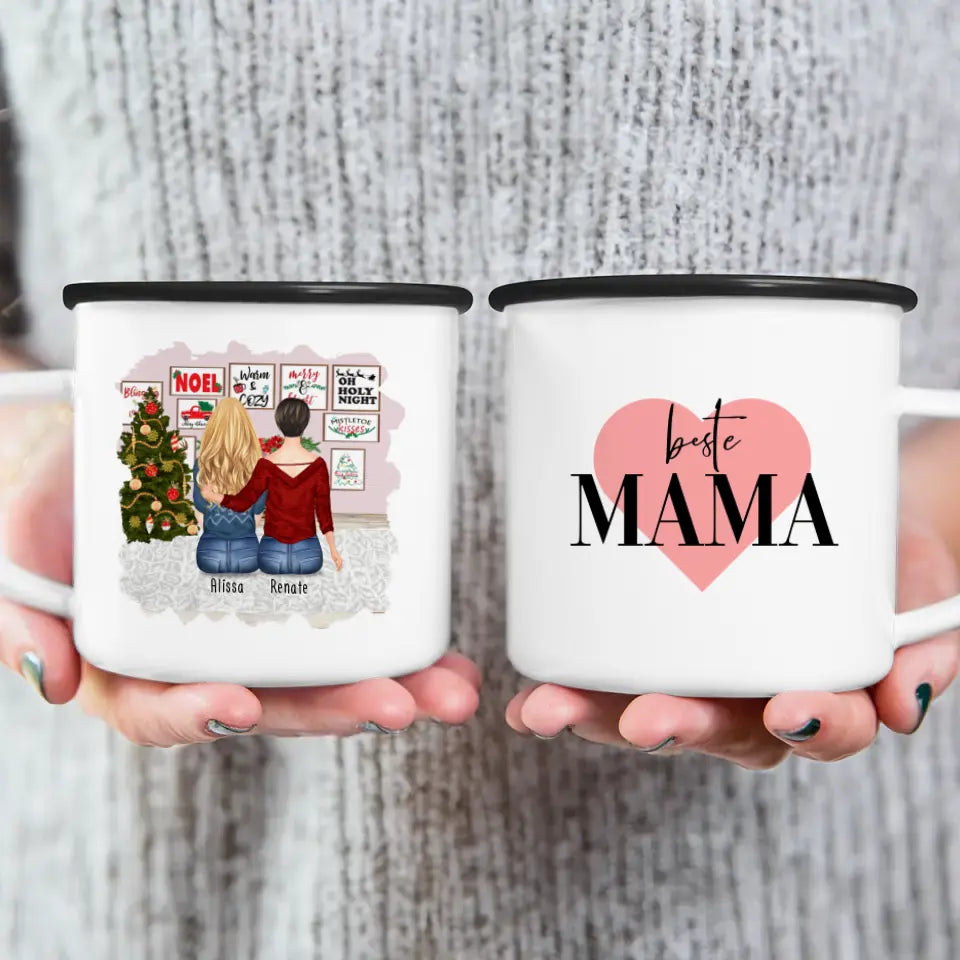 Personalisierte Tasse mit Mutter/Tochter (1 Tochter) - Weihnachtstasse