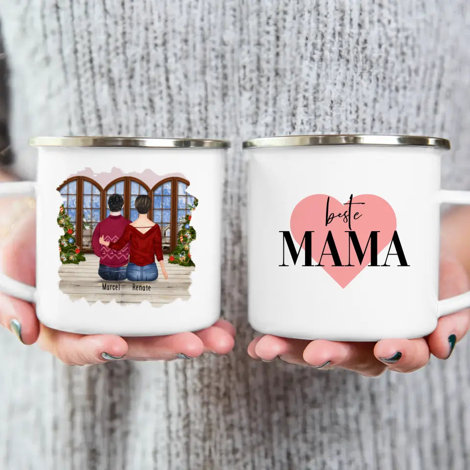 Personalisierte Tasse mit Mutter/Sohn (1 Sohn) - Weihnachtstasse