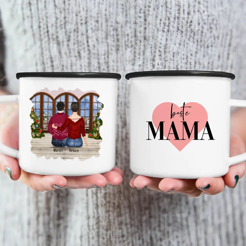 Personalisierte Tasse mit Mutter/Sohn (1 Sohn) - Weihnachtstasse