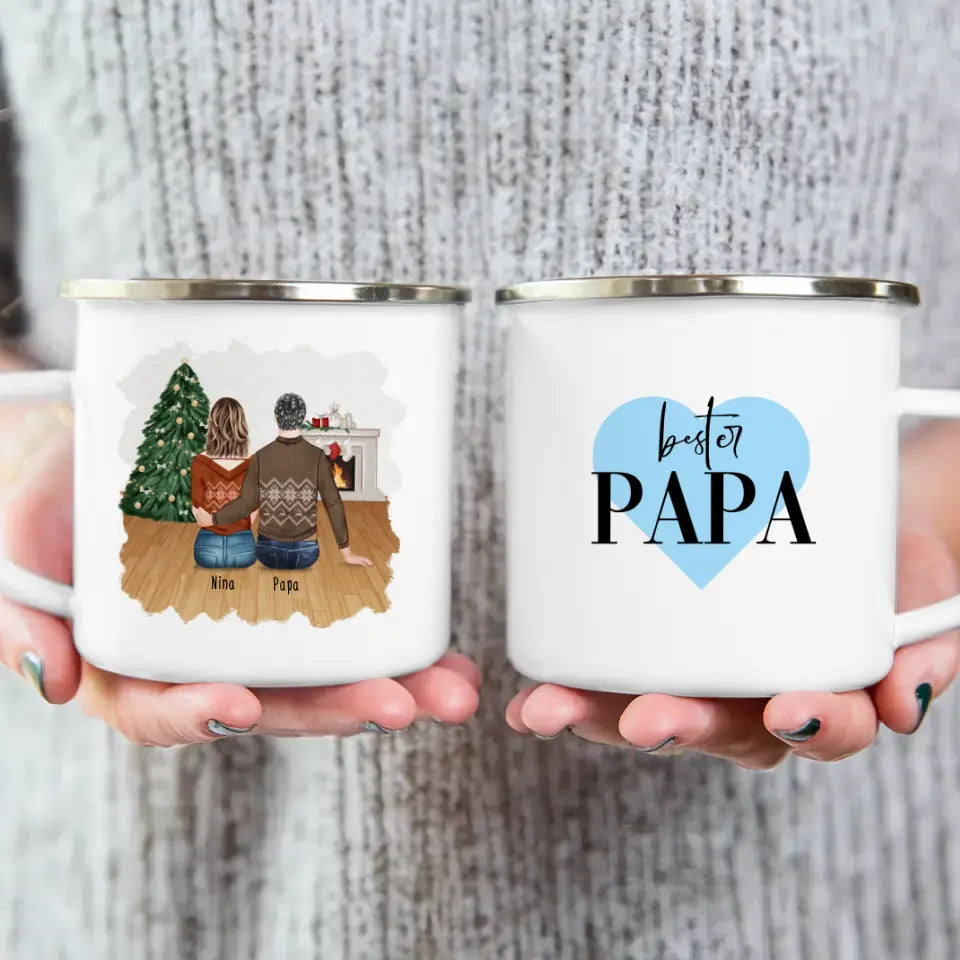 Personalisierte Tasse mit Vater/Tochter (1 Tochter) - Weihnachtstasse