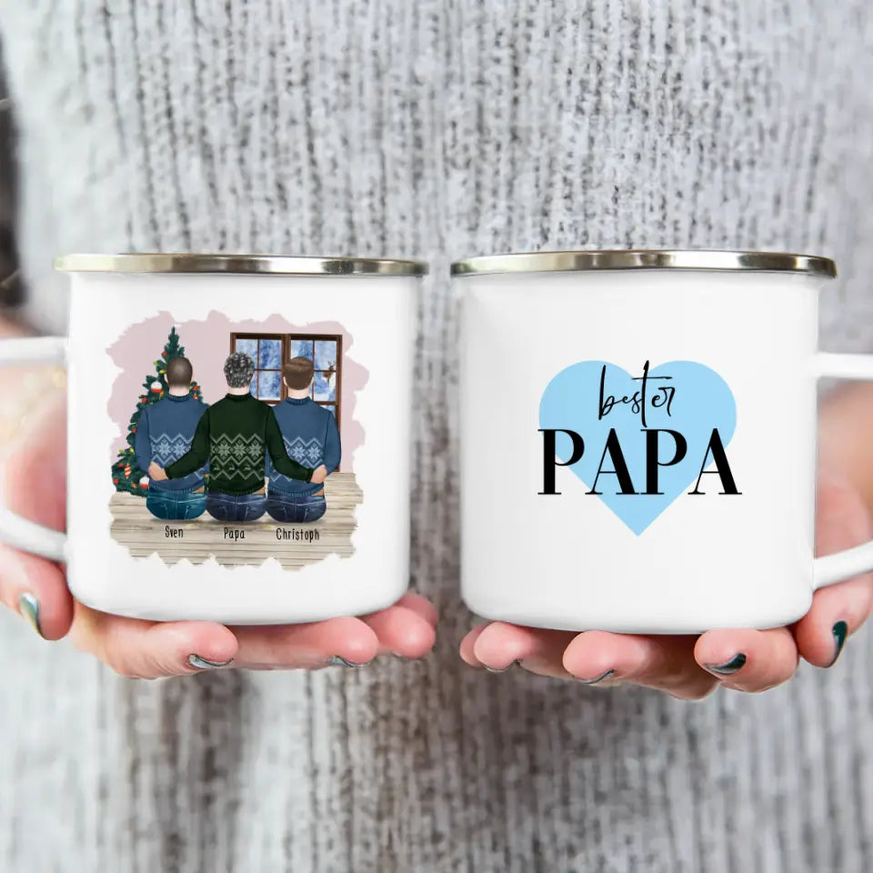 Personalisierte Tasse mit Vater/Sohn (2 Söhne) - Weihnachtstasse