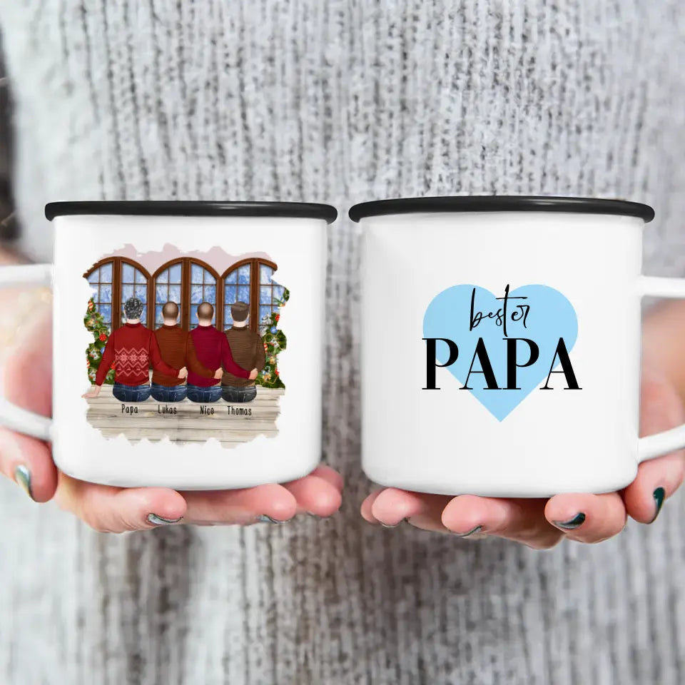 Personalisierte Tasse mit Vater/Sohn (3 Söhne) - Weihnachtstasse