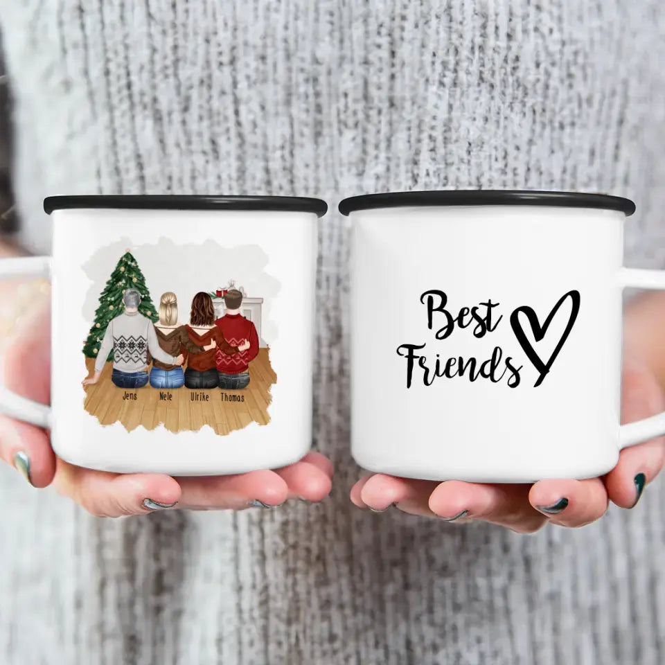 Personalisierte Tasse - Beste Freunde (2 Frauen + 2 Männer) - Weihnachtstasse