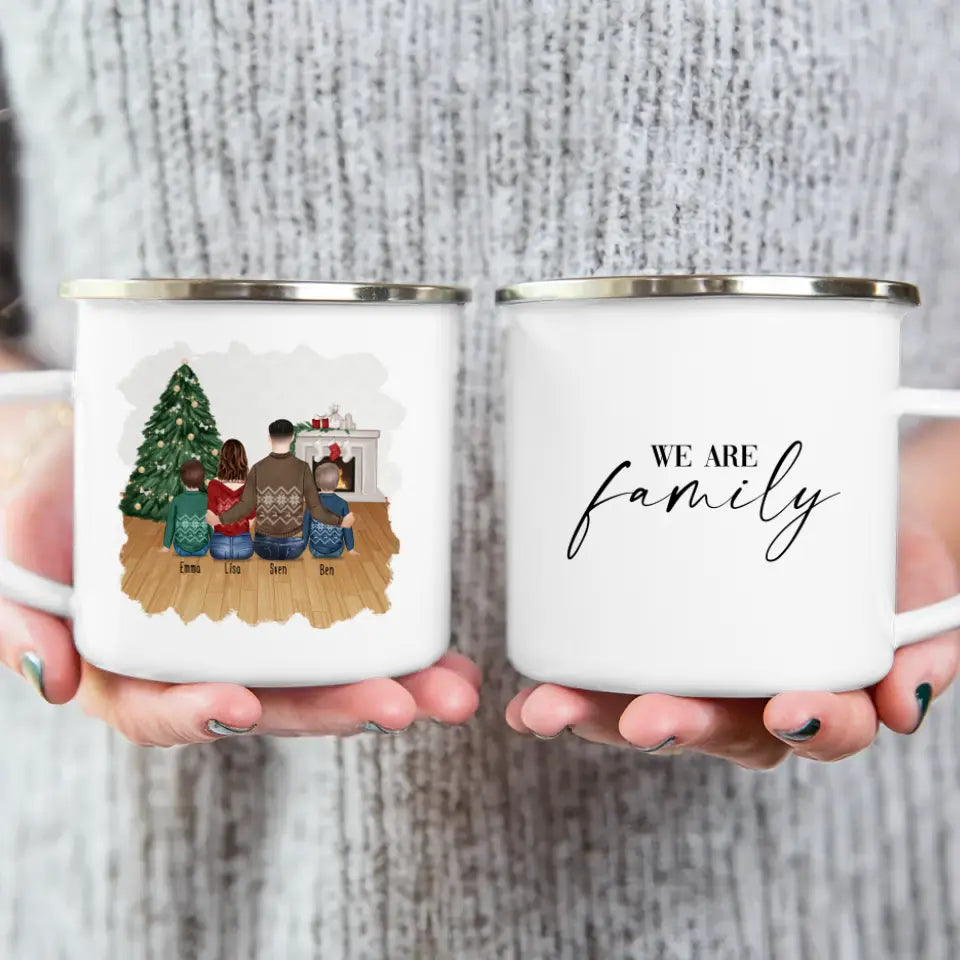 Personalisierte Tasse mit Vater (2 Kinder + 1 Teenangerin) - Weihnachtstasse