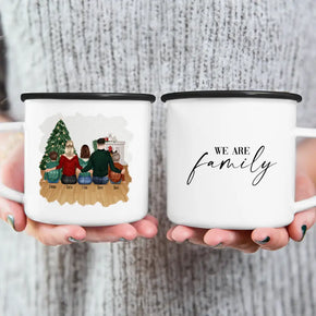 Personalisierte Tasse mit Familie (2 Kinder + 1 Teenanger) - Weihnachtstasse