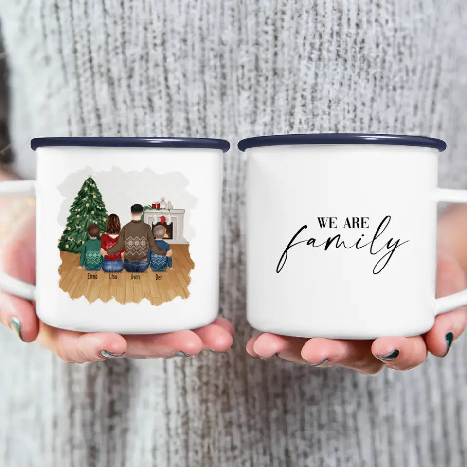 Personalisierte Tasse mit Vater (2 Kinder + 1 Teenangerin) - Weihnachtstasse