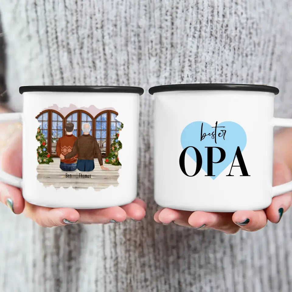 Personalisierte Tasse für Opa (1 Mann + 1 Opa) - Weihnachtstasse