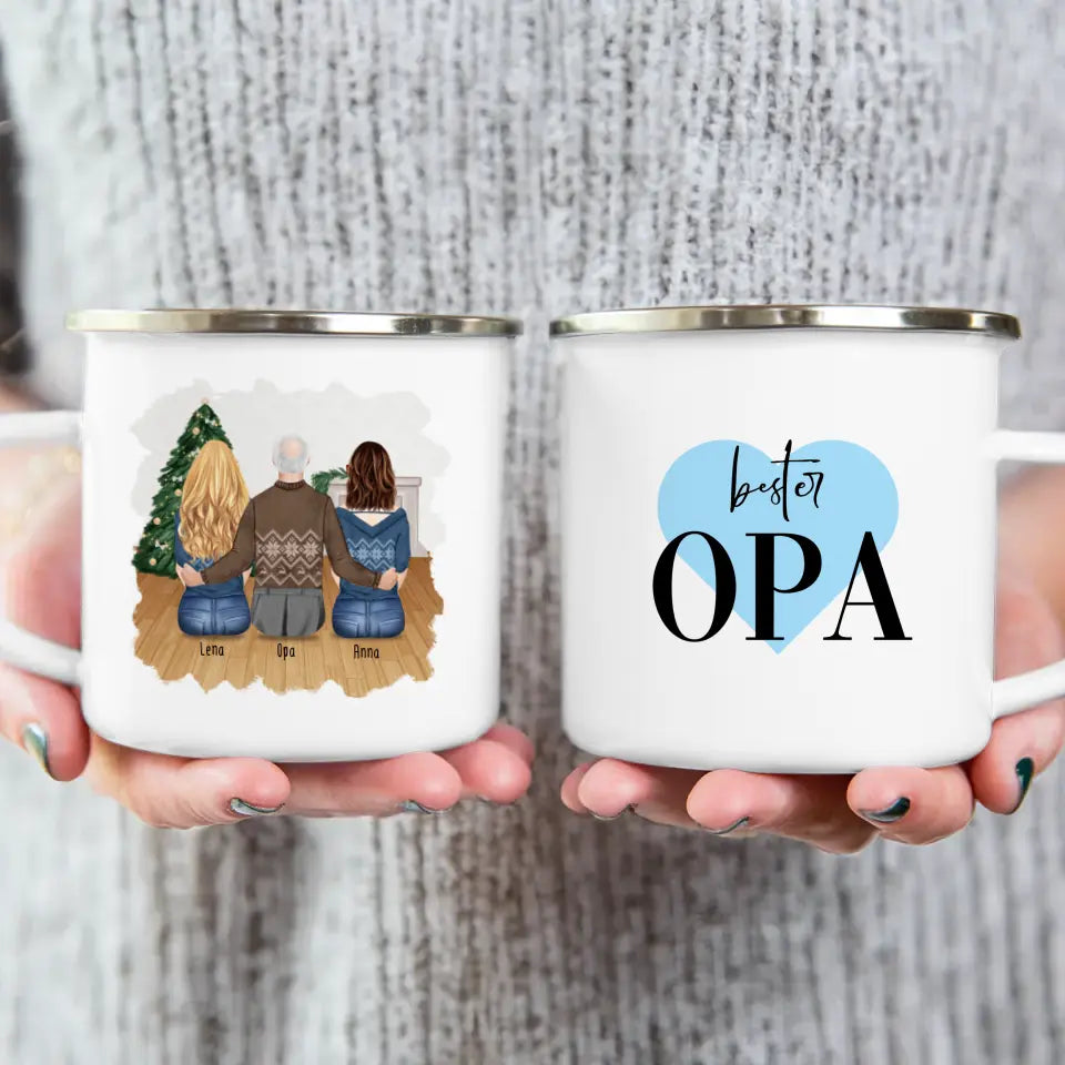 Personalisierte Tasse für Opa (2 Frauen + 1 Opa) - Weihnachtstasse