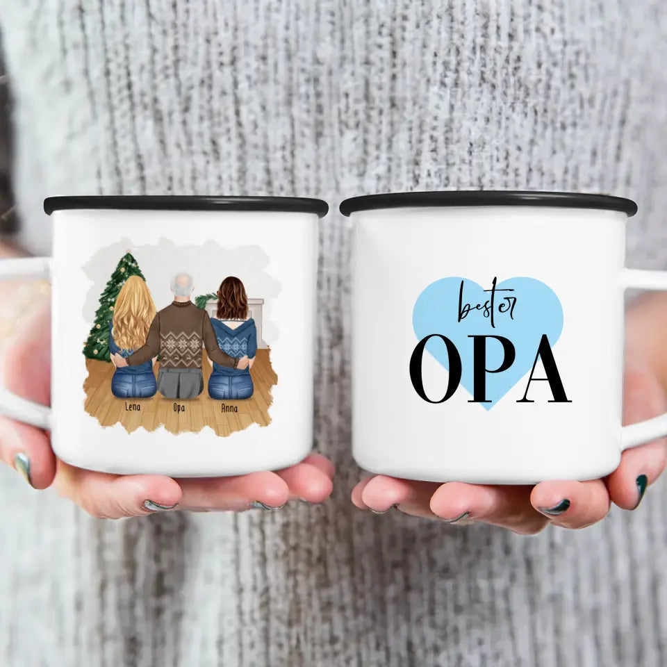 Personalisierte Tasse für Opa (2 Frauen + 1 Opa) - Weihnachtstasse