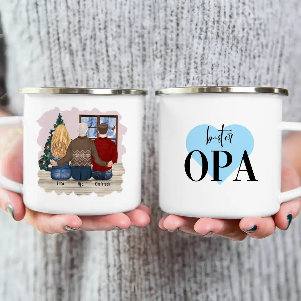 Personalisierte Tasse für Opa (1 Frau + 1 Mann + 1 Opa) - Weihnachtstasse