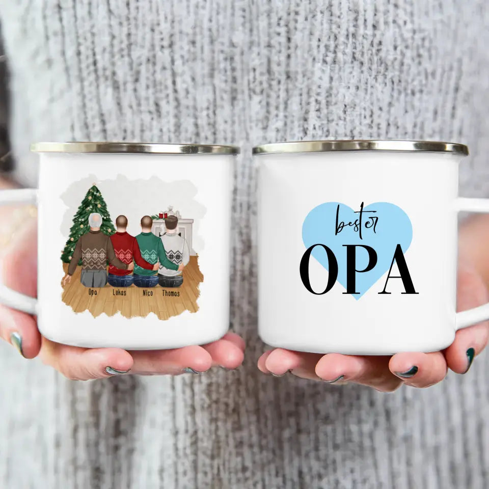 Personalisierte Tasse für Opa (3 Männer + 1 Opa) - Weihnachtstasse