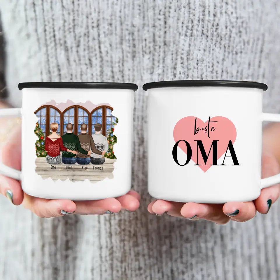 Personalisierte Tasse für Oma (3 Männer + 1 Oma) - Weihnachtstasse