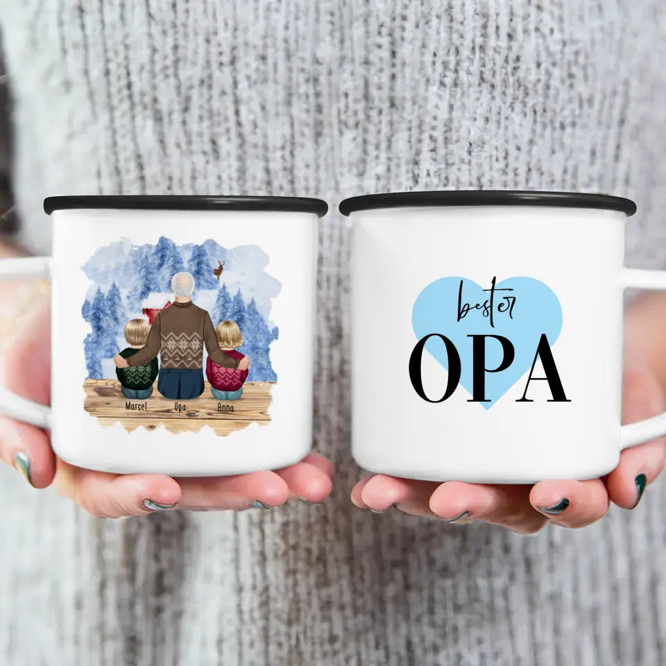 Personalisierte Tasse für Opa (2 Babys + 1 Opa) - Weihnachtstasse