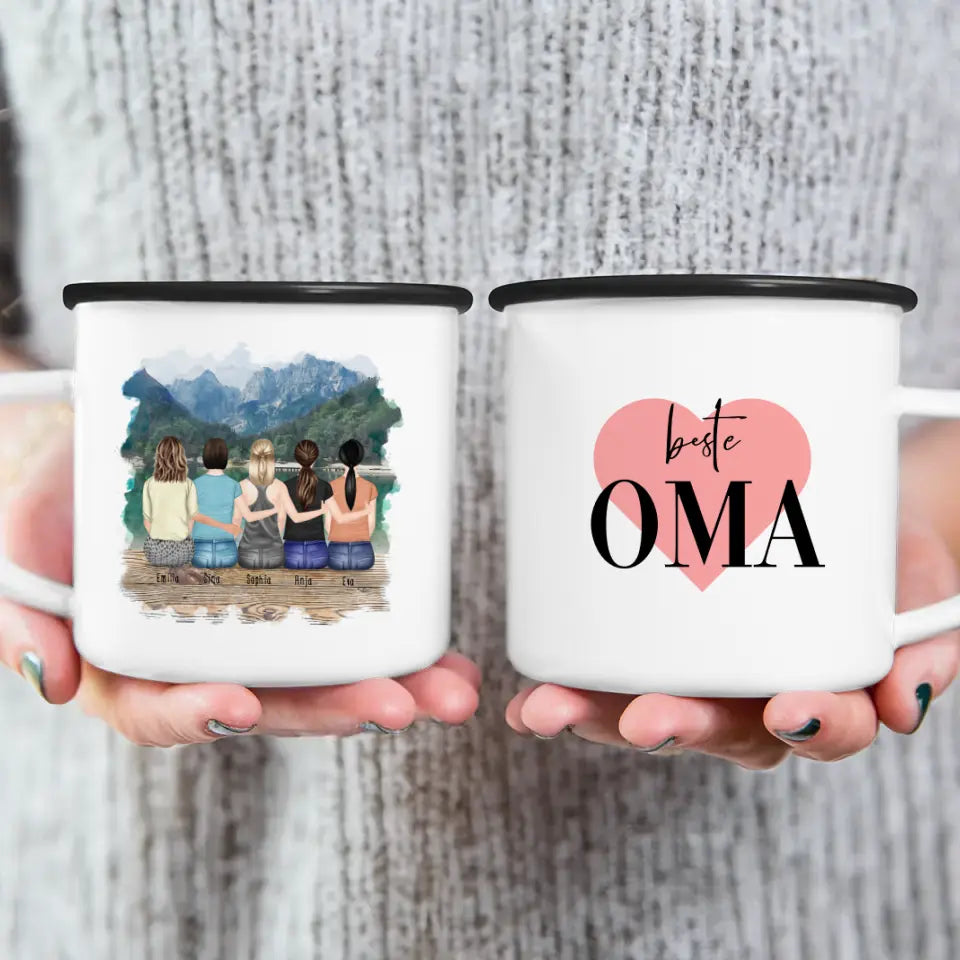 Personalisierte Tasse für Oma (4 Frauen + 1 Oma)