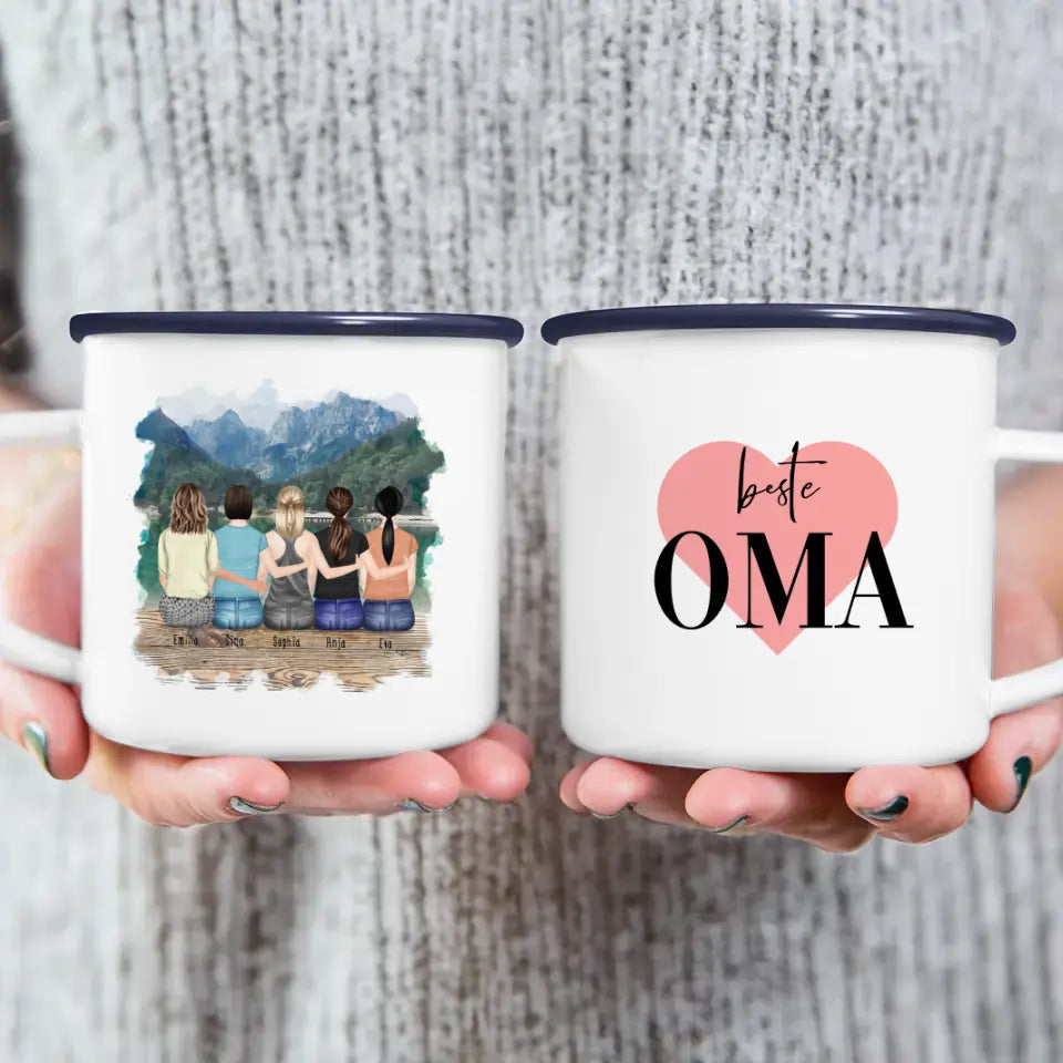 Personalisierte Tasse für Oma (4 Frauen + 1 Oma)