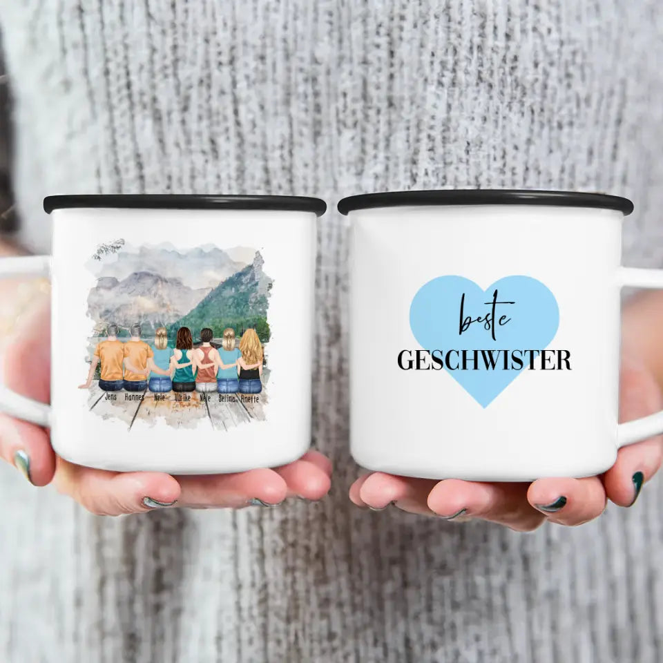 Personalisierte Tasse mit Bruder/Schwester (5 Schwestern + 2 Brüder)