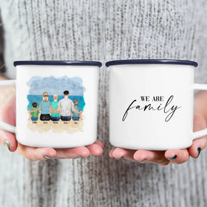 Personalisierte Tasse mit Familie (1 Kleinkind + 1 Kind + 1 Teenanger)