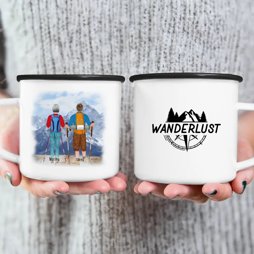 Personalisierte Tasse mit 2 Wanderern