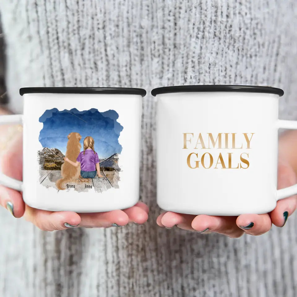 Personalisierte Tasse - 1 Kind und 1 Hund