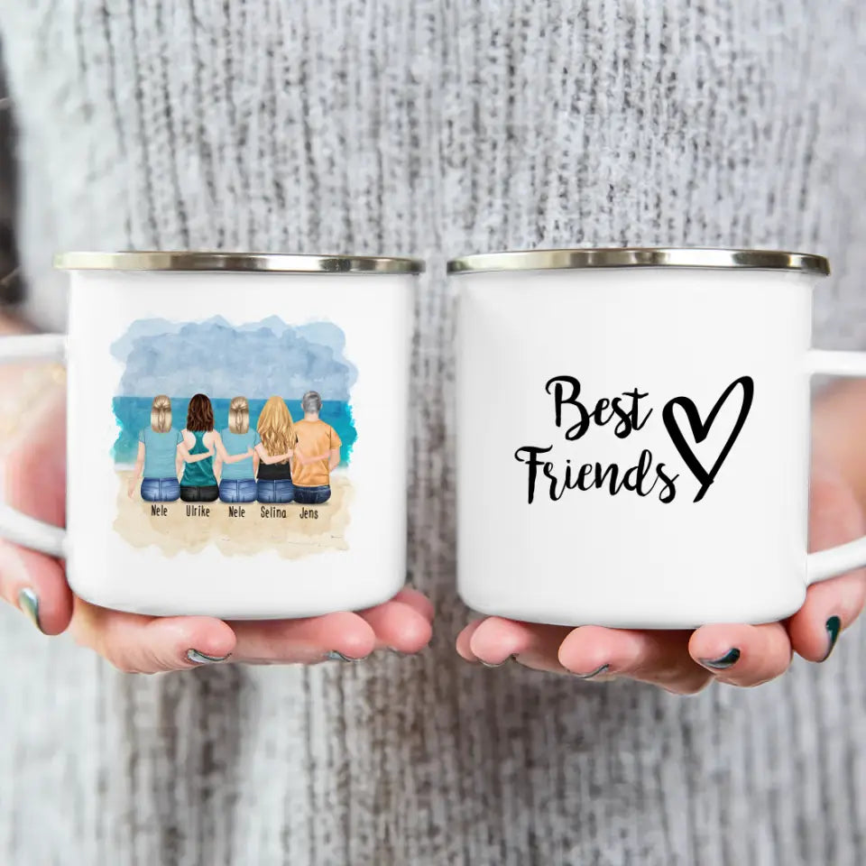 Personalisierte Tasse - Beste Freunde (4 Frauen + 1 Mann)