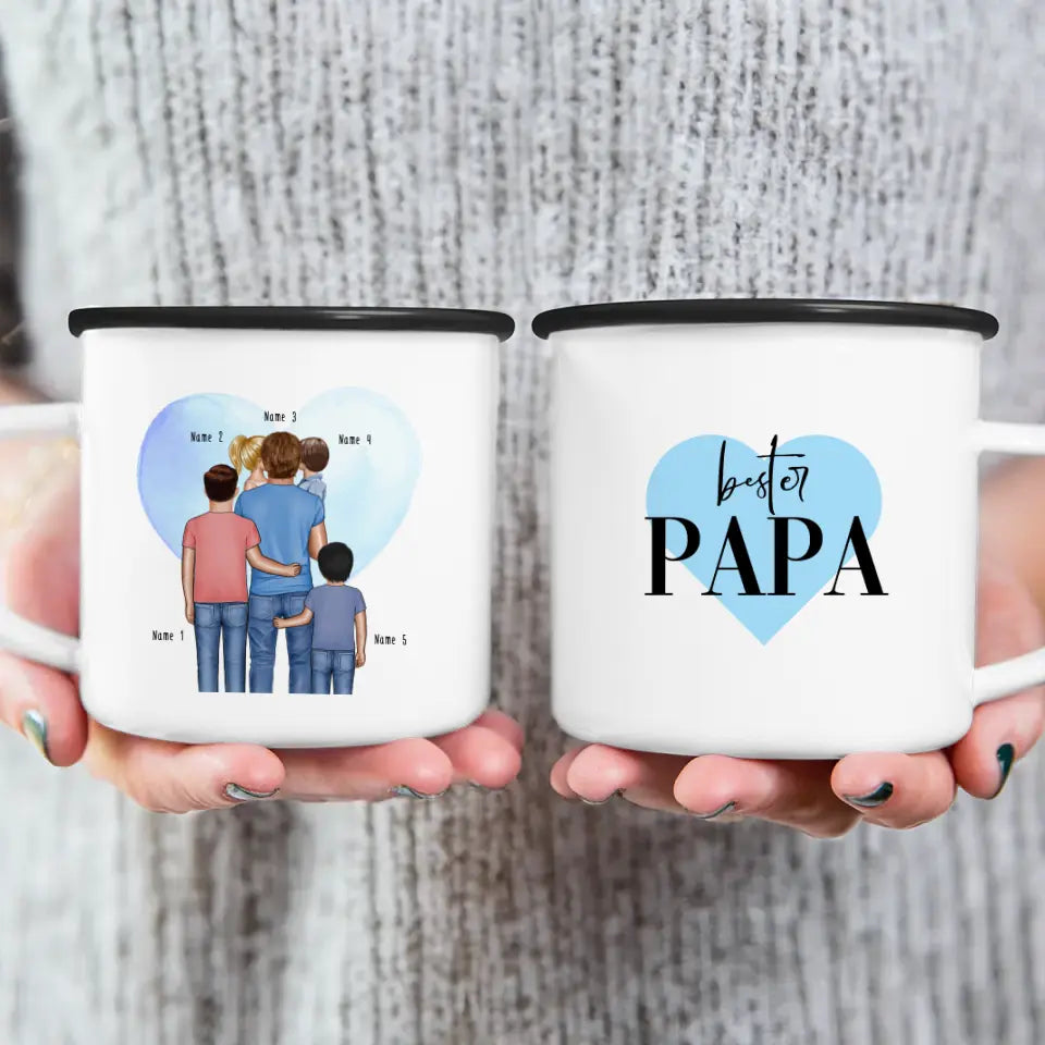 Personalisierte Tasse - Papa mit 1-4 Kindern