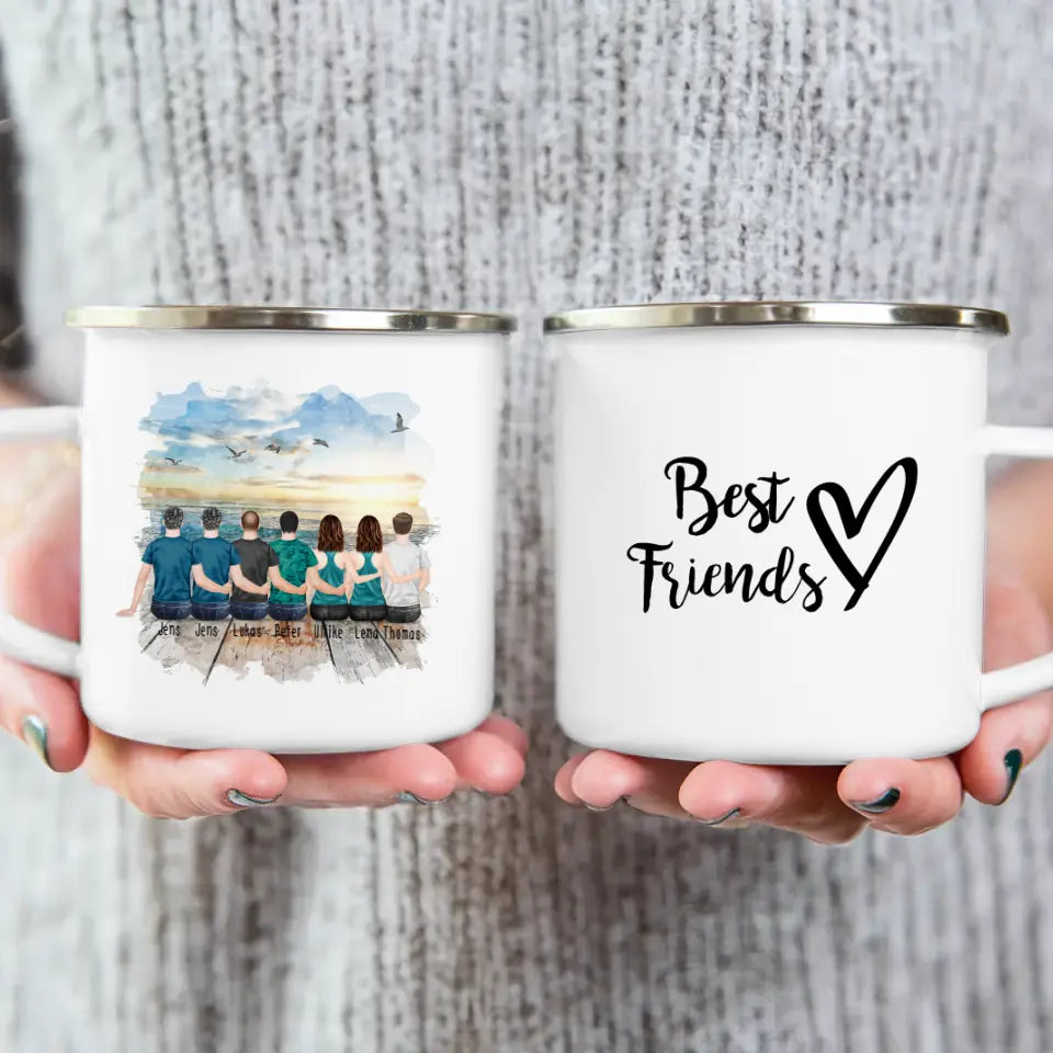 Personalisierte Tasse - Beste Freunde - 2 Frauen + 5 Männer