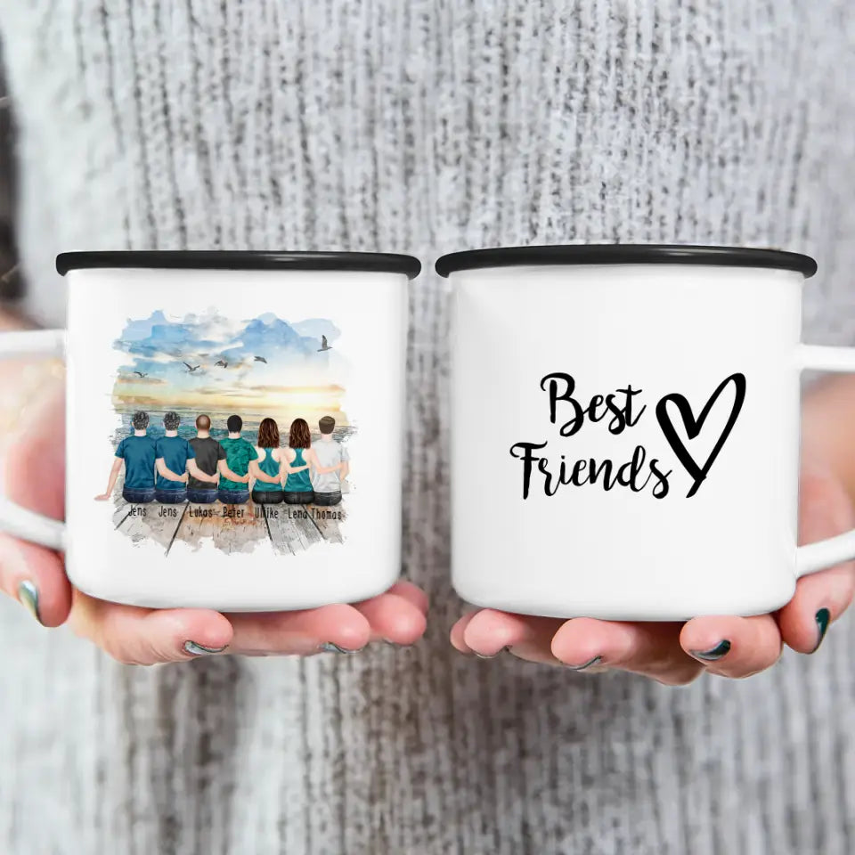 Personalisierte Tasse - Beste Freunde - 2 Frauen + 5 Männer