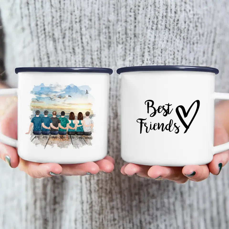 Personalisierte Tasse - Beste Freunde - 2 Frauen + 5 Männer