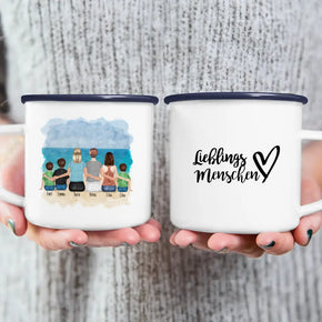 Personalisierte Tasse 2 Frauen + 1 Teenagerin + 3 Kinder