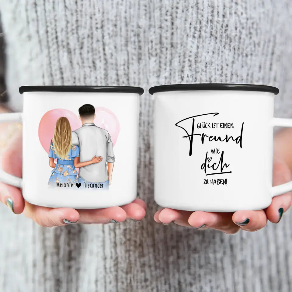 Personalisierte Tasse - Paar mit Kleid und Hemd (stehend) - Pärchen Tasse