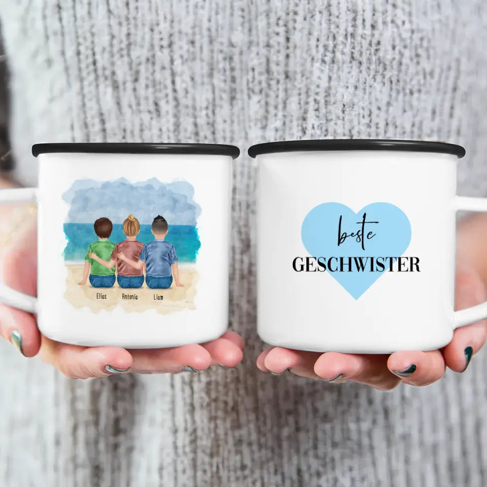 Personalisierte Tasse - Beste Geschwister (3 Kinder)