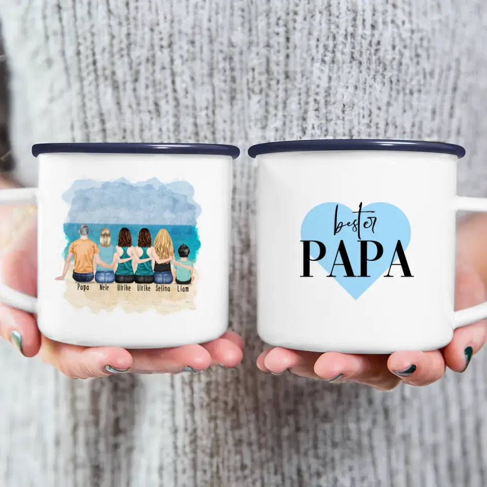 Personalisierte Tasse - 1 Vater + 4 Töchter + 1 Baby