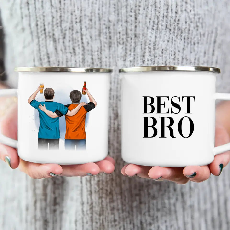 Personalisierte Tasse - 2 Männer mit Trinken (männliche Beste Freunde, Brüder, Vater + Sohn)