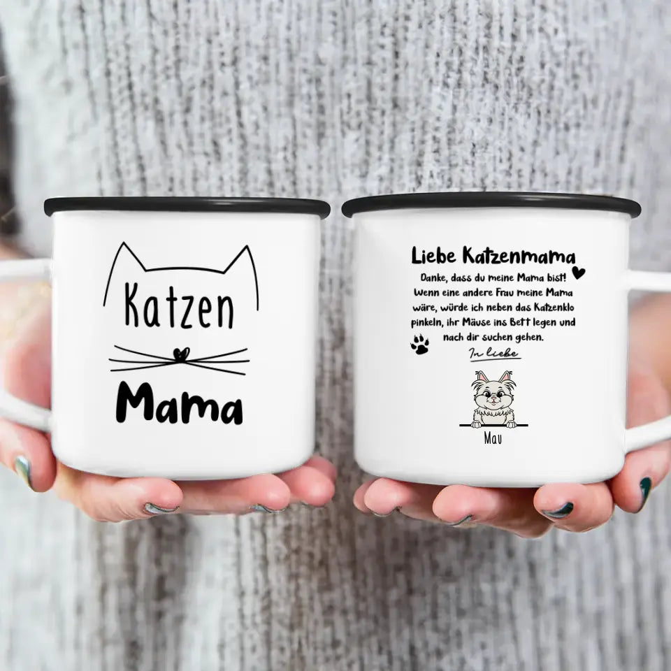 Personalisierte Tasse - Katzenmama/Katzenpapa (1-6 Katzen) (gezeichnet)