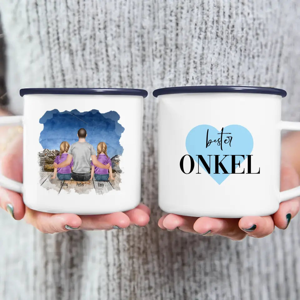 Personalisierte Tasse - 2 Kinder + 1 Mann - Bester Onkel