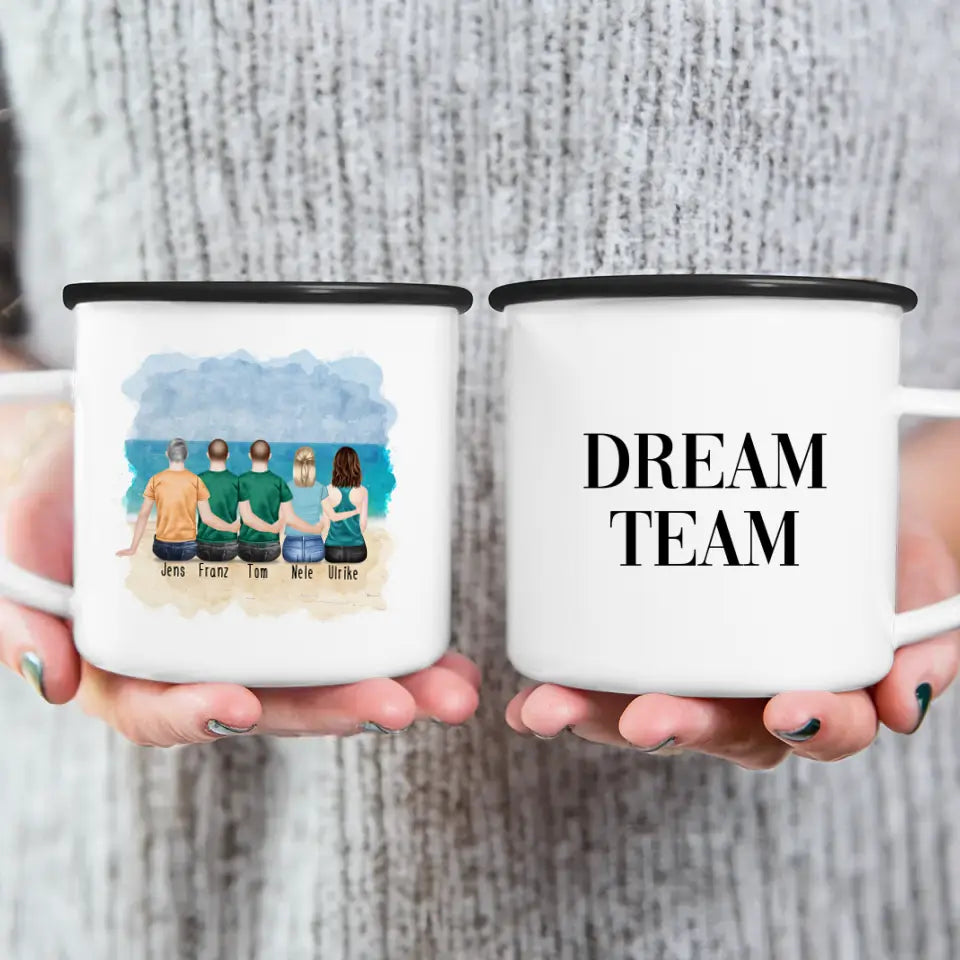 Personalisierte Tasse - 2 Frauen + 3 Männer